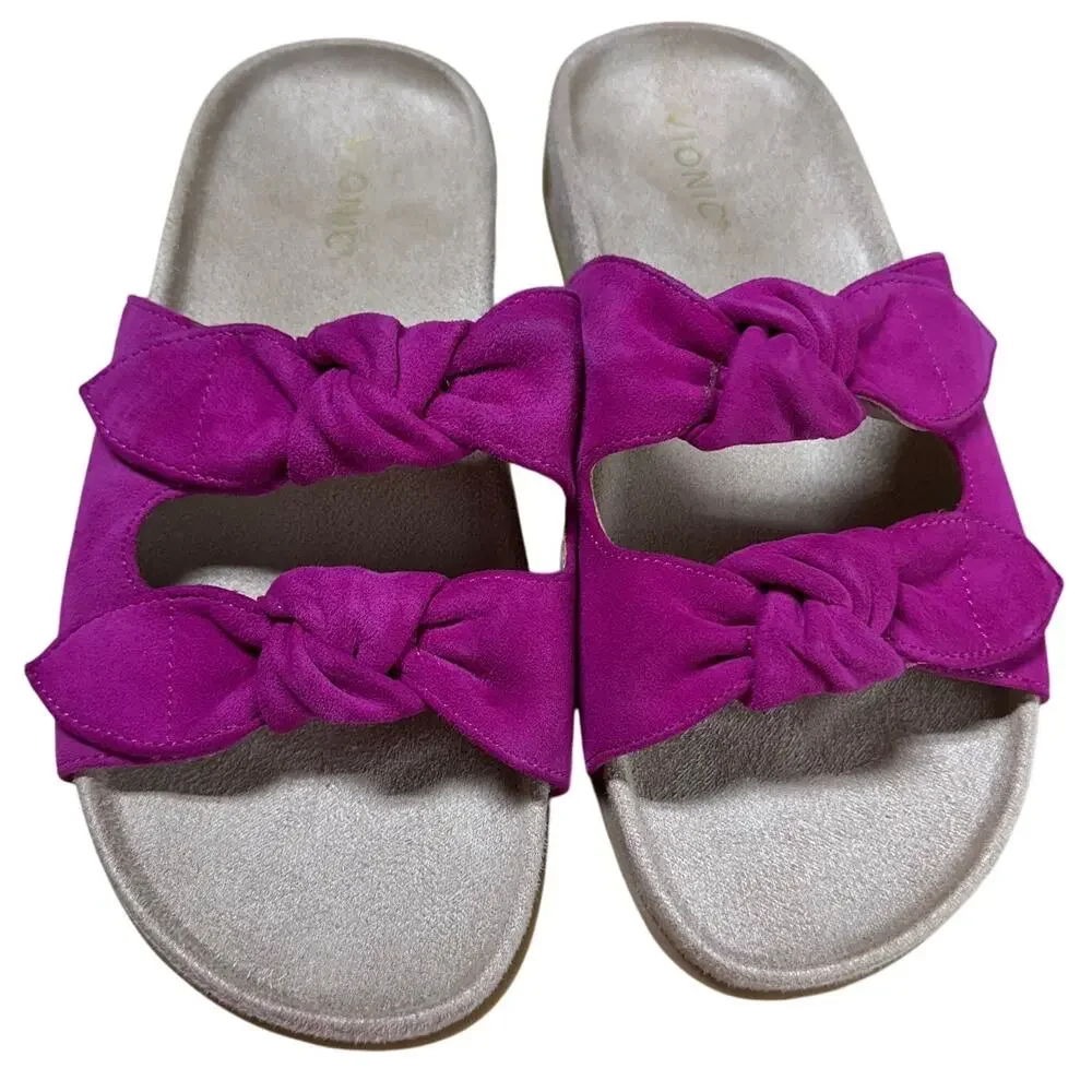 Vionic Elara Slide Sandal Rose Violet Suede Women's Size 7.5 New Without Box